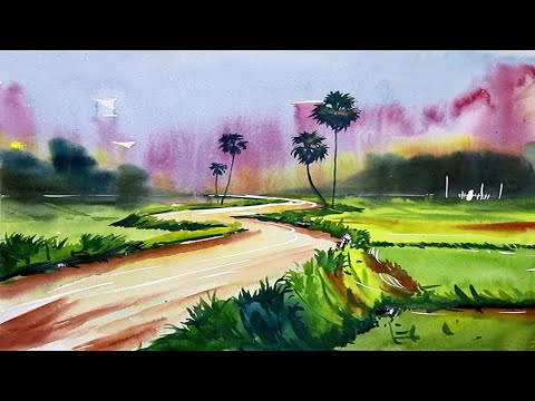 The Beauty of Bangladesh Watercolor Landscape Painting and Drawing